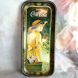 Vintage 70s Coca Cola Flower Girl Elaine Long Metal Serving Tray